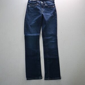 Gap 26/2 Mid Rise Classic Straight Dark Stretch Denim Womens Jeans